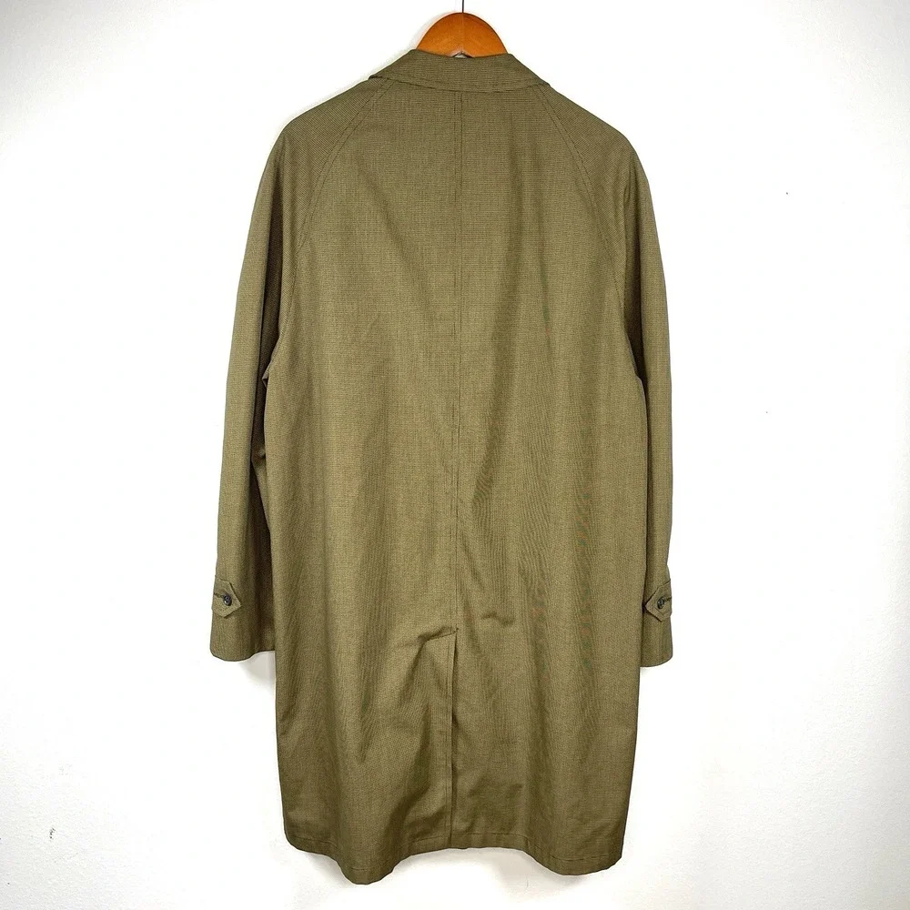 Gleneagles Mens Houndstooth Trench Coat Size 40 Lined Rain Stain Repellent
